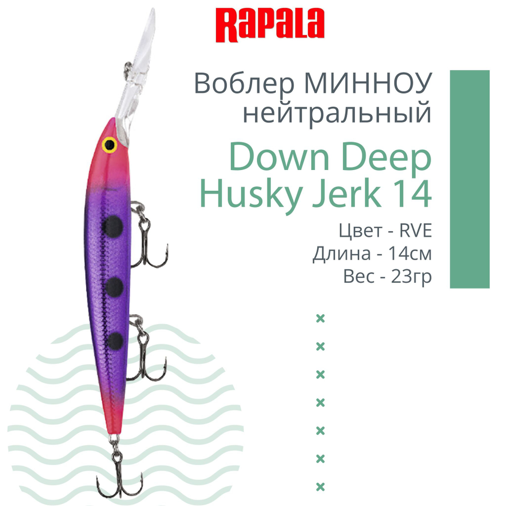 Воблер RAPALA Down Deep Husky Jerk 14, 14см, 23гр, цвет GF