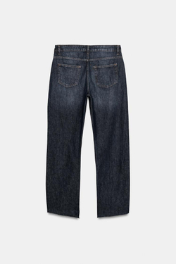 ZARA ДЖИНСЫ ZW COLLECTION THE SPLIT SEAM STRAIGHT С НИЗКОЙ ПОСАДКОЙ, СИНИЙ
