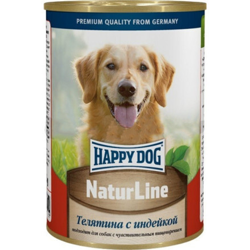 Консервы для собак Телятина с индейкой, 410г Happy Dog Natur Line