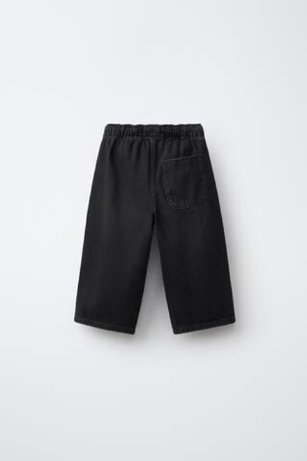 ZARA БРЮКИ BAGGY ИЗ САРЖИ, ЧЕРНЫЙ