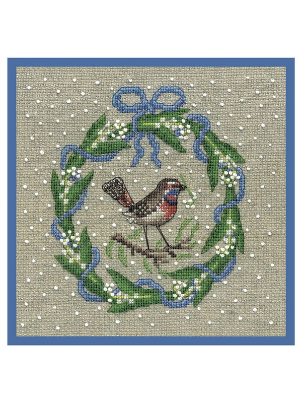 Набор для вышивания нитками Le Bonheur des Dames May wreath bluethroat (Майский венок Варакуша)
