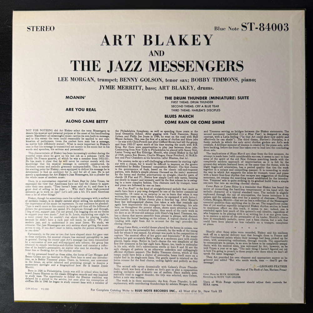 Art Blakey & The Jazz Messengers – Art Blakey & The Jazz Messengers (Япония 1978г.) Т