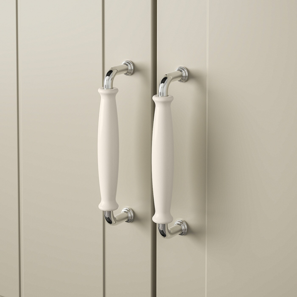 IKEA KLINGSTORP (ИКЕА КЛИНГСТОРП) — Ручка, крем/хром, 141 мм, фото 4