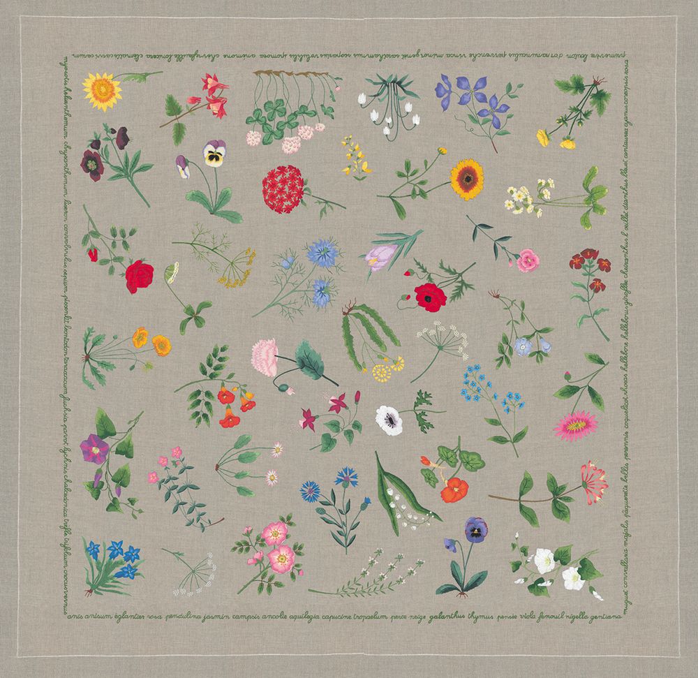 Набор для вышивания нитками Le Bonheur des Dames, скатерть Imprime floral (Цветочный принт), 150х150 см
