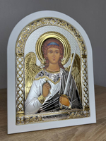 Ангел Хранитель, икона арочная, белое дерево 206х275