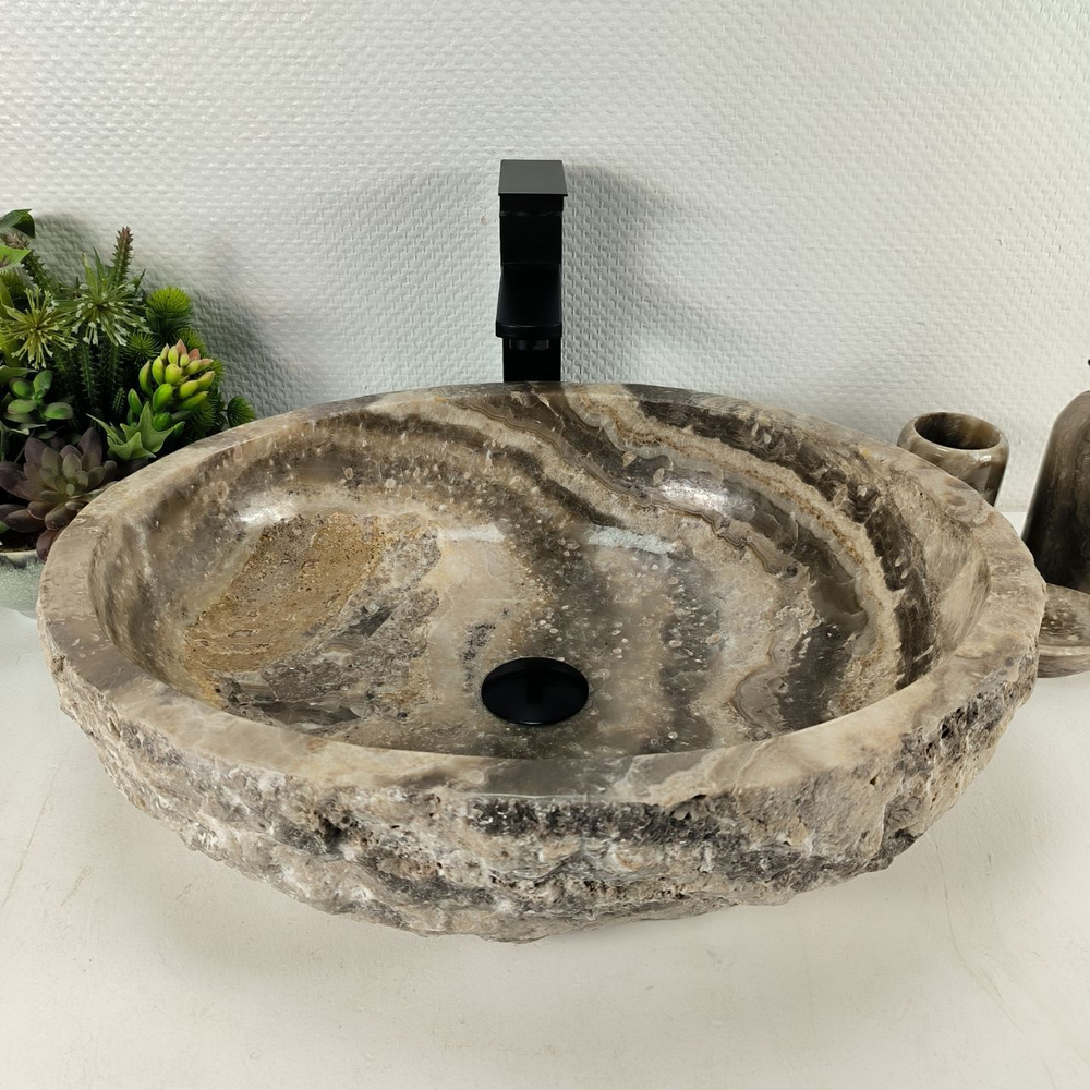 Раковина из оникса Erozy Grey EO-64552 53x42x16 из натурального камня