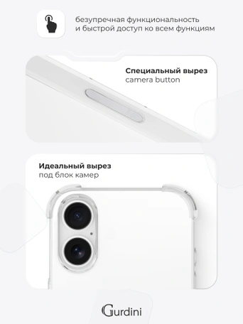 Чехол накладка iPhone 16 6.1" Gurdini 1.5mm силикон противоударный 1.5 mm прозрачный