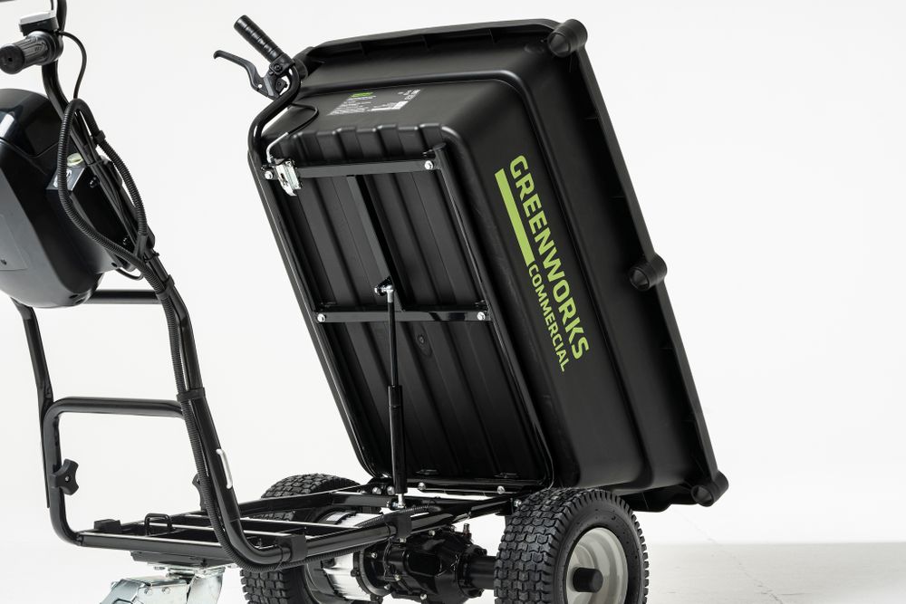 Аккумуляторная самоходная садовая тележка Greenwork 82GC, 82v, 106 л, (7400607), без АКБ и ЗУ