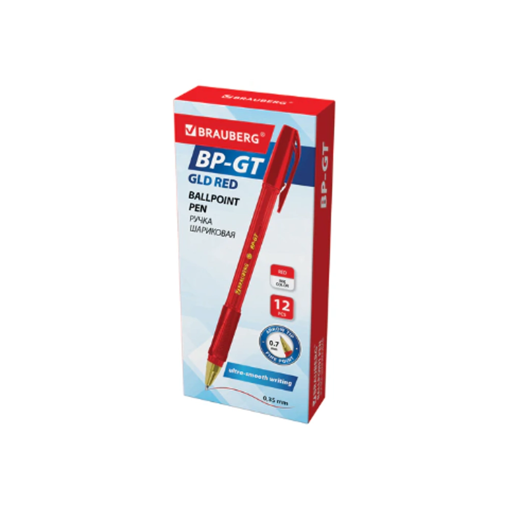Ручка BRAUBERG BP-GT GLD RED красная, 0,7 мм, линия письма 0,35 мм 144506