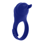 Синее эрекционное виброкольцо с клиторальной подушечкой и пультом ДУ Adjustable Fun Ring