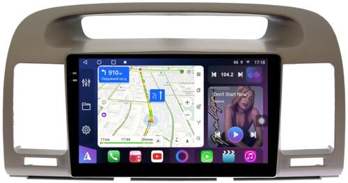 Магнитола для Toyota Camry 30 2001-2006 (рамка оливковая) - FarCar S400-TS18 монитор 9.5" QLED на Android 14, CarPlay, 4G SIM-слот