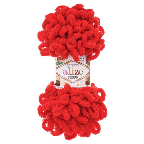 Пряжа Alize (Ализе) Puffy / уп.5 мот. по 100 г, 9м, 056 красный A