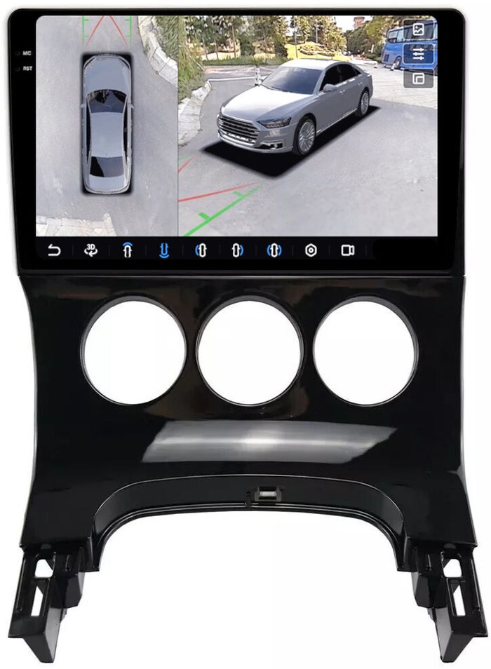 Магнитола для Peugeot 3008 2010-2017 (кондиционер) - FarCar BX197M-360 монитор 9.5" 2K QLED на Android 13, Быстрая, CarPlay, 4G SIM-слот, 4 камеры в комплекте
