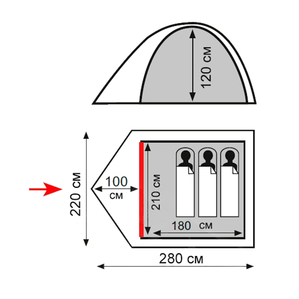 Totem палатка Tepee 3 (V2) (зеленый)
