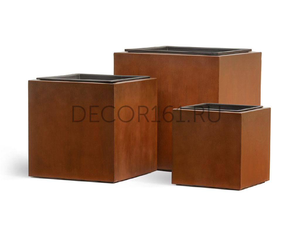 Кашпо TREEZ Effectory Corten Steel Куб Бархатистая окись 40х40х40 см 41.33-10-21-061-CS-40