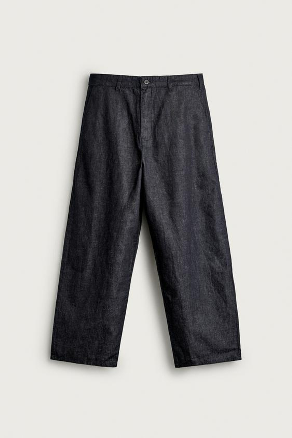 ZARA ЛЕГКИЕ ДЖИНСОВЫЕ БРЮКИ-ЧИНО ИЗ ХЛОПКА И ЛЬНА, ИНДИГО