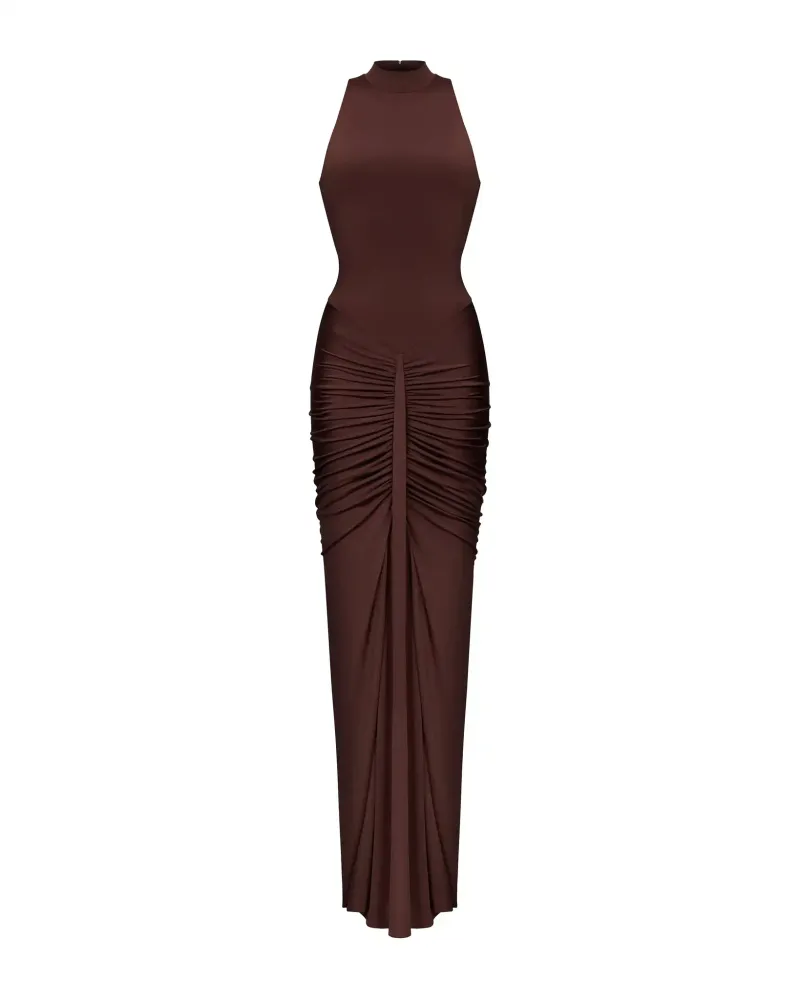 Иви макси (Ivy maxi), платье макси из шоколадного бифлекса