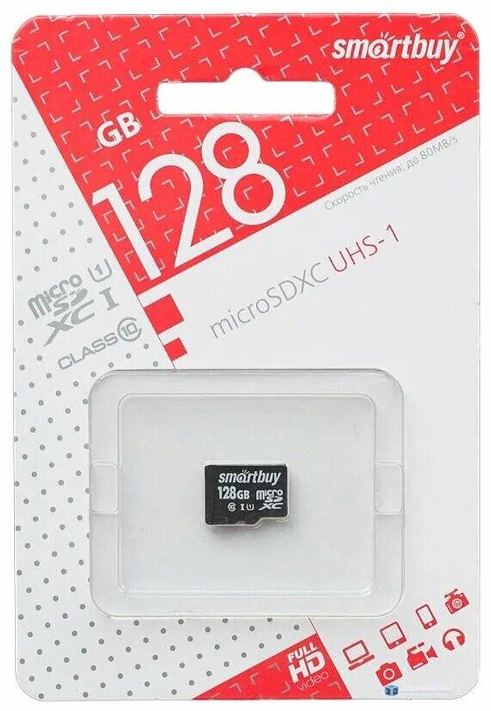 Карта памяти SmartBuy microSD,128Gb (class10) UHS-1 б/адапт. 1584 Россия