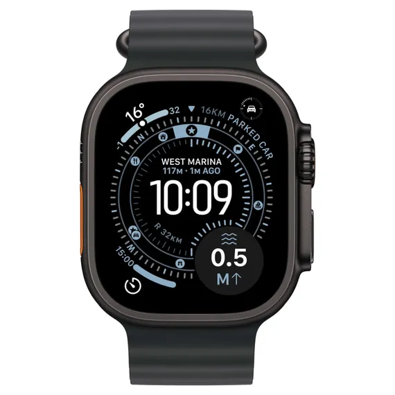 Часы Apple Watch Ultra 3, 2025, 49 мм, титан чёрного цвета, ремешок Ocean чёрного цвета