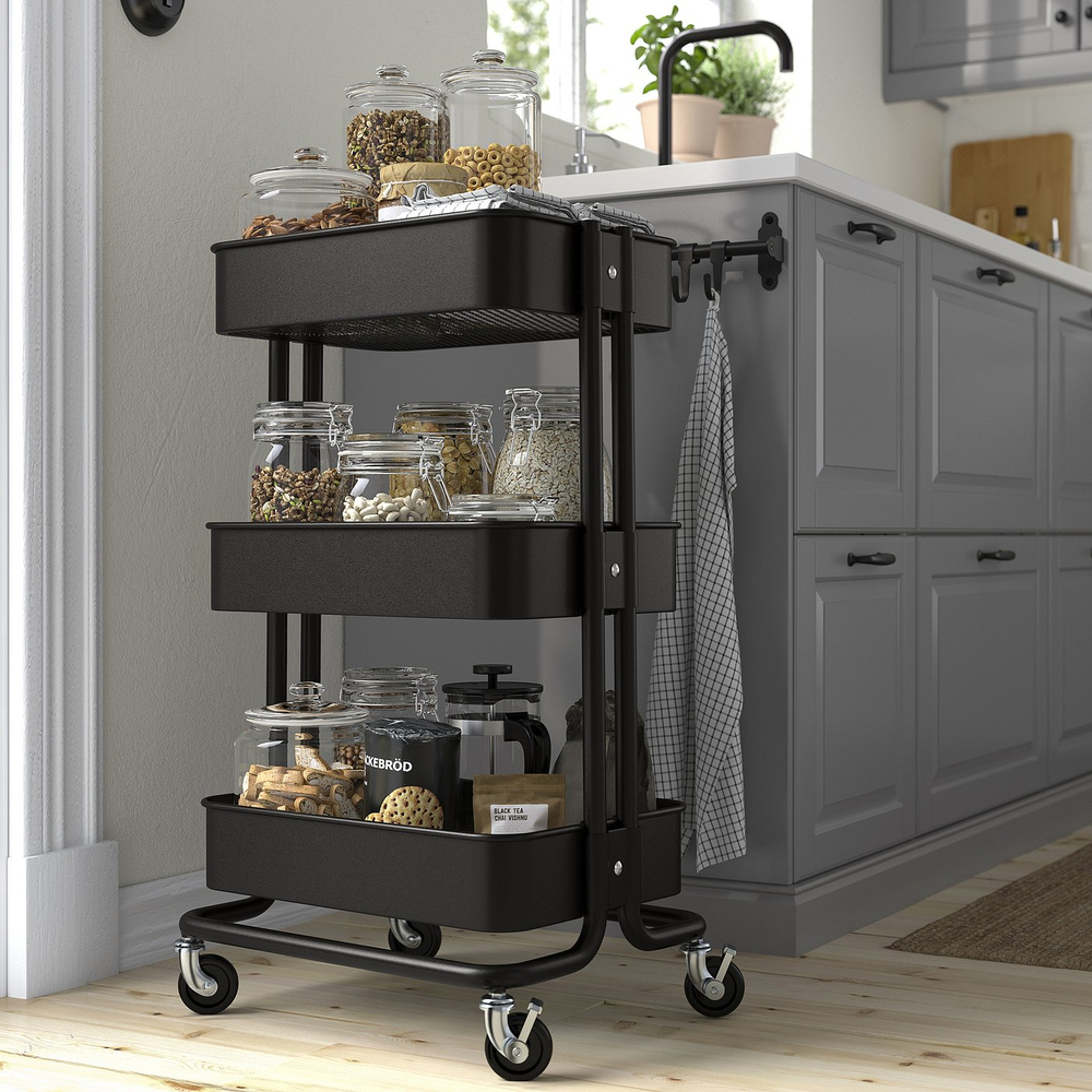 IKEA RÅSKOG  (ИКЕА РОСКОГ)  -  Тележка - чёрная 35x45x77 см
