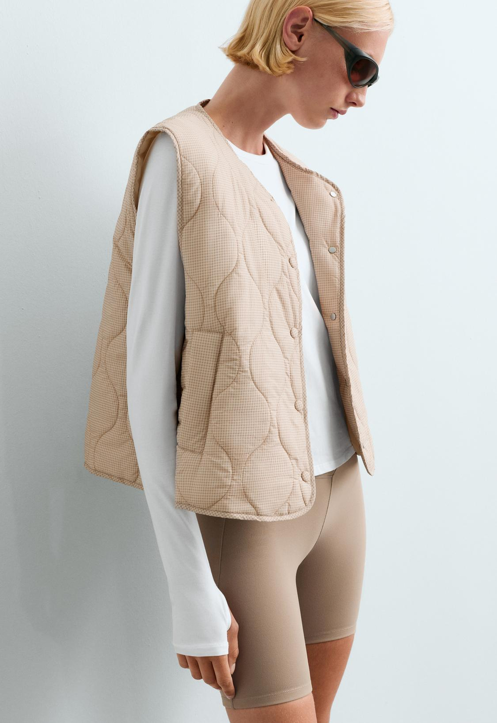 OYSHO Утепленный стеганый жилет FELLEX® AEROGEL, бежевый