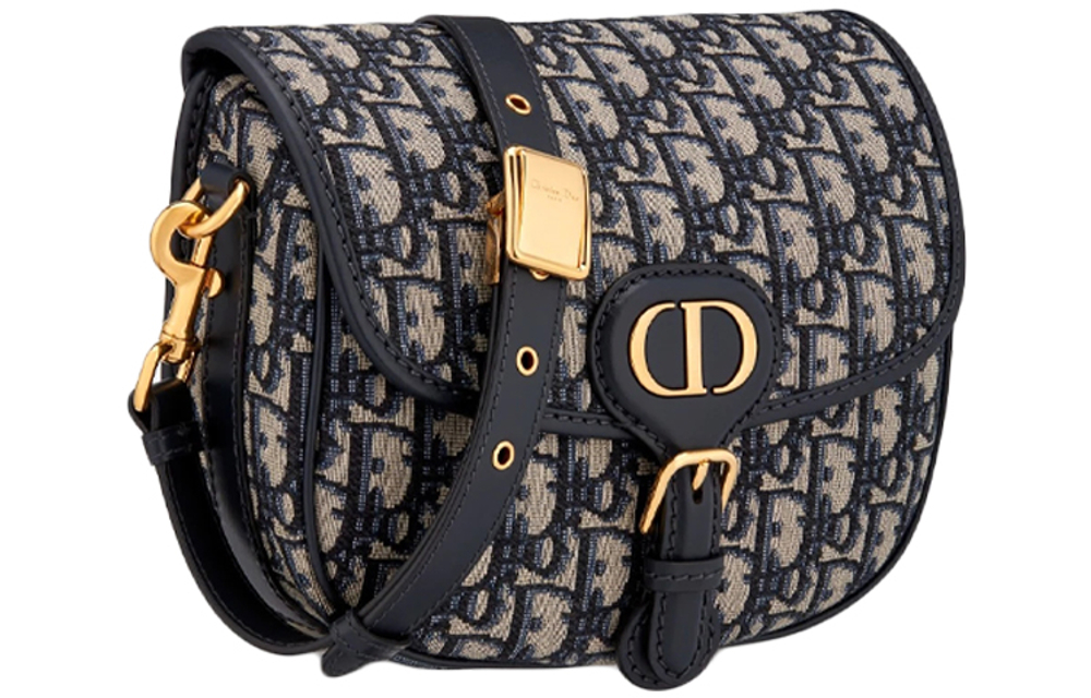 DIOR Bobby Jacquard Fabric Crossbody Bags Medium Women"s Denim Blue