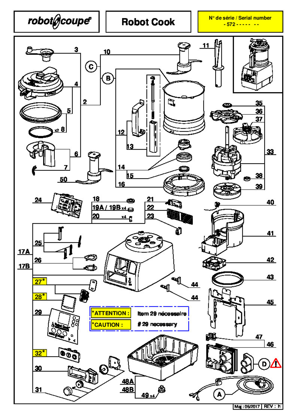 Скребок в сборе для куттера Robot Coupe 39639