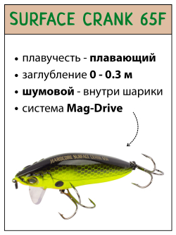 Воблер шумовой Grows Culture Surface Crank 65F 8 г, 65 мм, 0-0.3 м #31