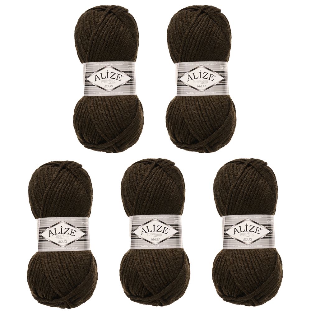 Пряжа Alize (Ализе) Superlana Maxi / уп.5 мот. по 100 г, 100м, 026 коричневый A