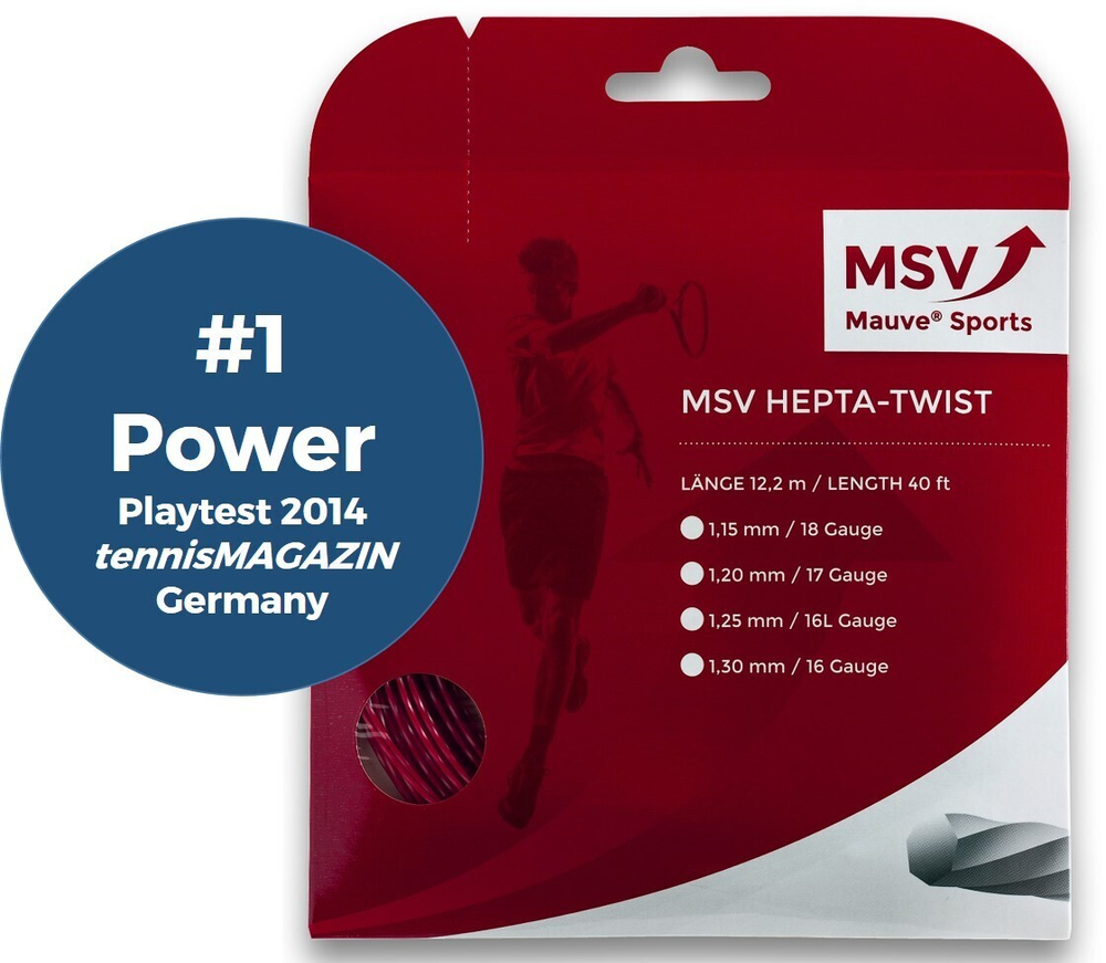 Теннисная струна MSV Hepta Twist, 1,30, 12м (красный)
