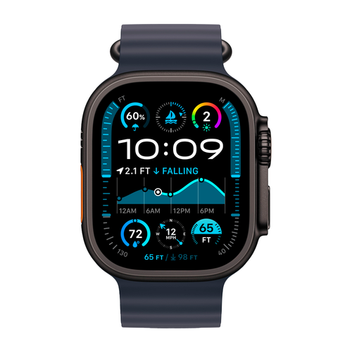 Умные часы Apple Watch Ultra 2 (2024) GPS + Cellular, 49mm, Black Titanium Case with Navy Ocean Band, (Темно-синий)