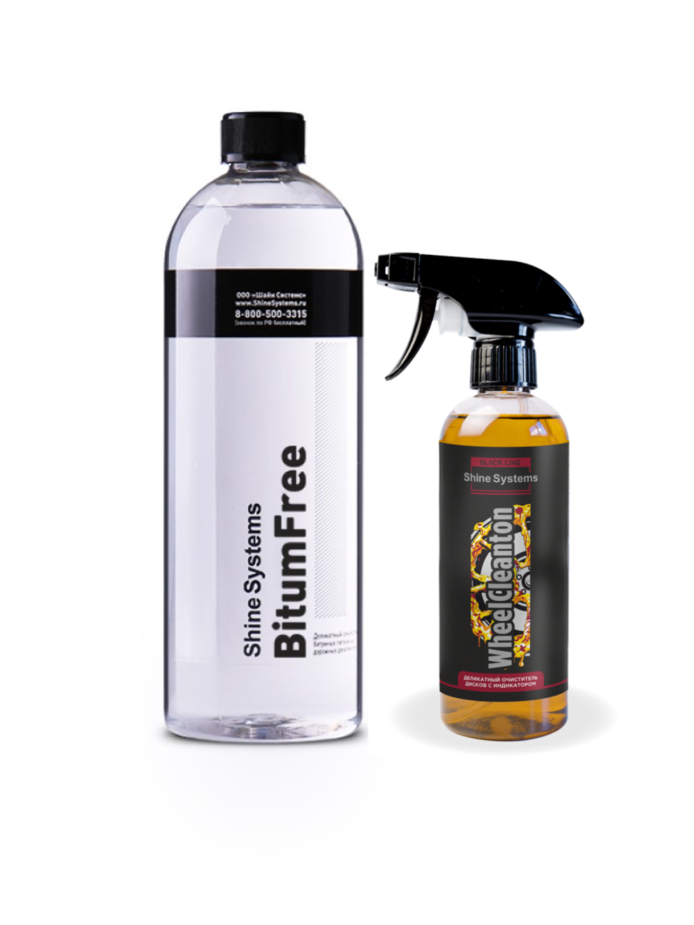 Shine Systems набор по уходу за кузовом и дисками Black Line WheelCleanton + BitumFree 750мл