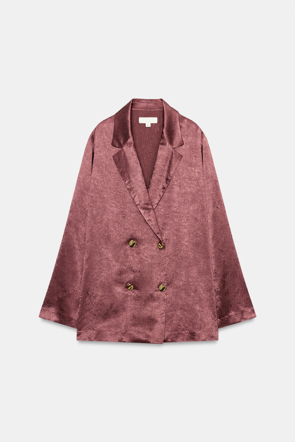 ZARA СТРУЯЩИЙСЯ БЛЕЙЗЕР С ЭФФЕКТОМ ЖАТОЙ ФАКТУРЫ, ЦВЕТ ИНЖИРА