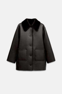 ZARA ДВУСТОРОННЕЕ ПАЛЬТО, КОРИЧНЕВЫЙ