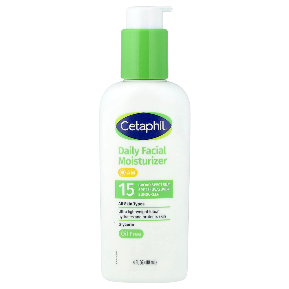 Cetaphil, Ежедневное увлажняющее средство для лица с солнцезащитным кремом, SPF 15, без отдушек, 118 мл (4 жидк. Унции)