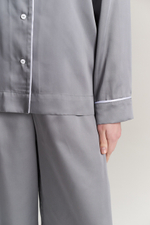 Пижама из тенселя с кантом, размеры: S,M,L,XL, стальной