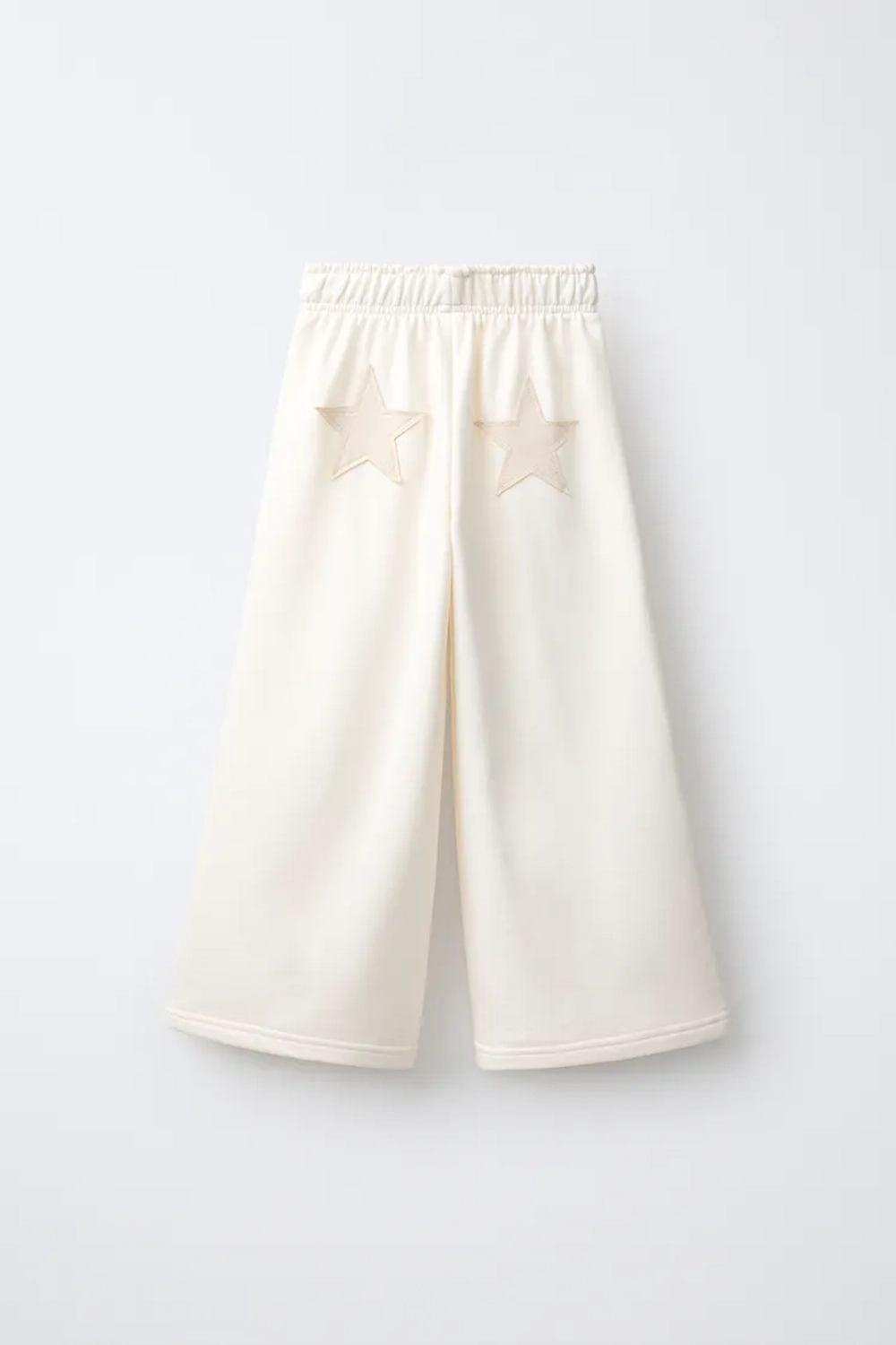 ZARA БРЮКИ WIDE LEG С НАШИВКАМИ-ЗВЕЗДАМИ, ПЕСОЧНЫЙ