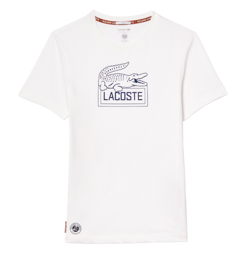 Мужская теннисная футболка Lacoste Ultra-Dry Sport Roland Garros Edition Tennis T-Shirt - белый