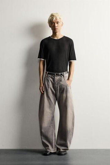 ZARA ДЖИНСЫ LOOSE BARREL FIT, СЕРЫЙ