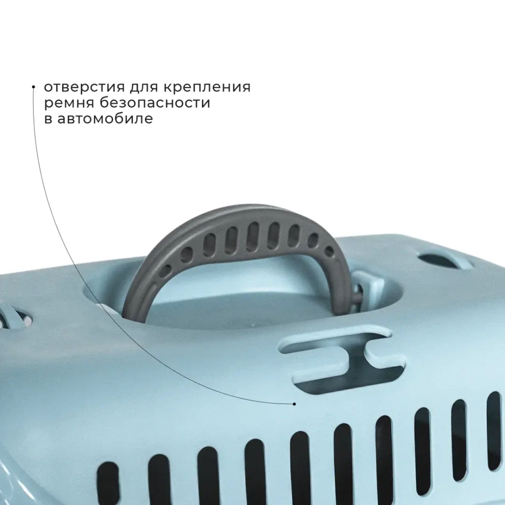 Переноска пластиковая ZOOEXPRESS "Турне" с цветной дверцей - 42х29х29,5 см (S) - голубая