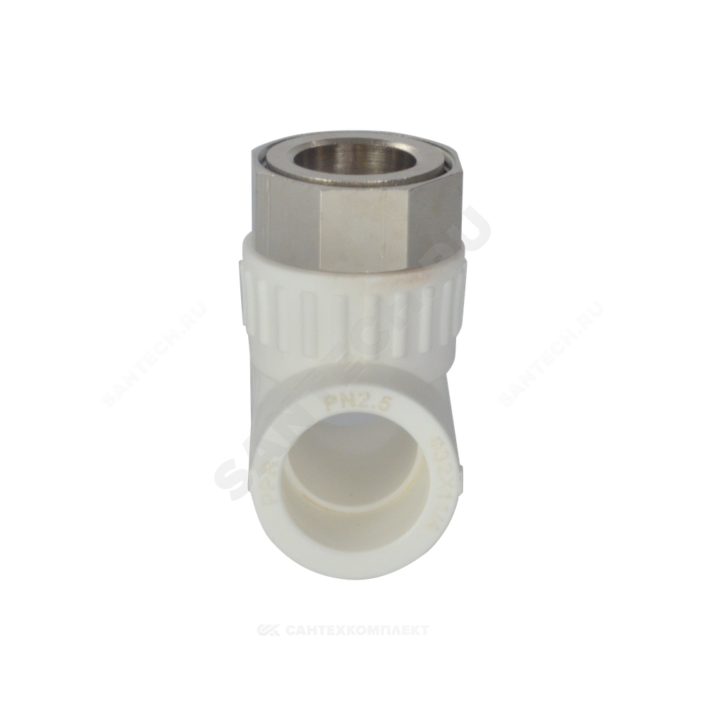 Тройник PP-R комбинированный белый Дн 32х1 1/4" с накидной гайкой VALFEX 11140132