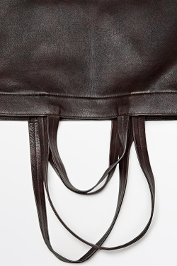 Massimo Dutti Сумка-шопер из кожи наппа, коричневый