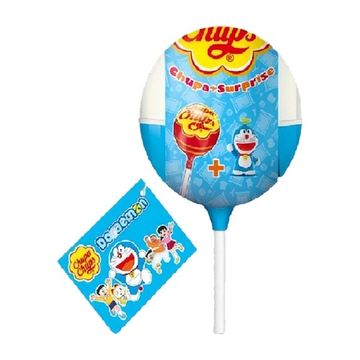 Леденец Chupa Chups Strawberry Lollipop с игрушкой-сюрпризом Doraemon, 12 г