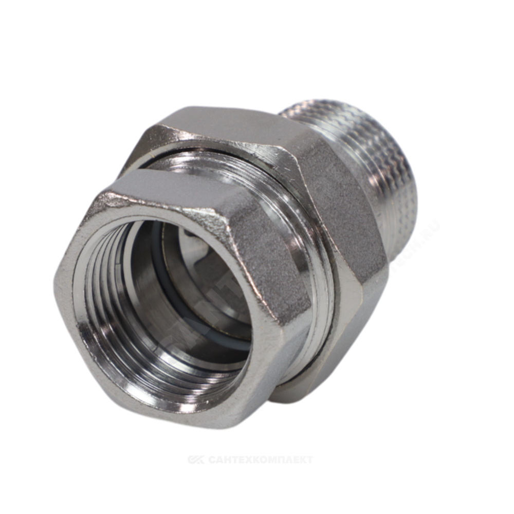 Соединитель латунь хром американка Ду 40 (1 1/2") прямой ВР/НР R18 Giacomini R18X017