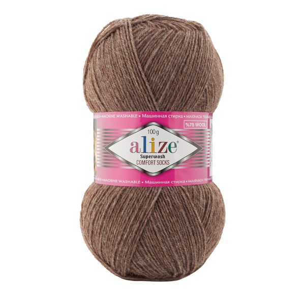 Пряжа Alize (Ализе) Superwash Comfort Socks / уп.5 мот. по 100 г, 420м, 240 коричневый меланж