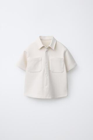 ZARA РУБАШКА С КАРМАНАМИ, ЭКРЮ