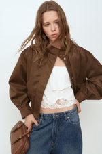 Куртка с воротником-трубой — Коричневый - H&M