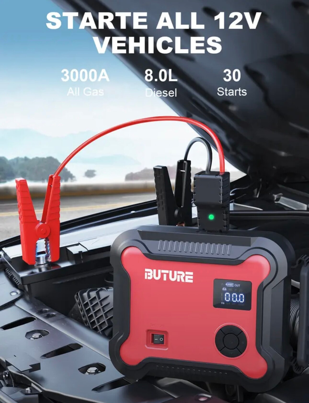 Устройство пусковое портативное бустер с компрессором 26800mAh BUTURE BR700
