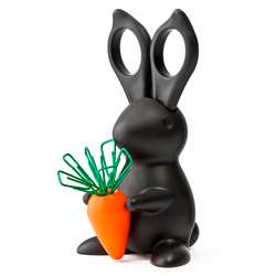 Ножницы+магнит со скрепками Qualy Bunny черный