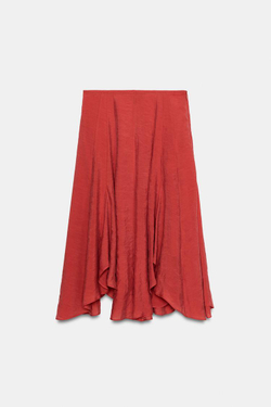 ZARA АСИММЕТРИЧНАЯ ЮБКА — ZW COLLECTION, ЧЕРЕПИЧНЫЙ
